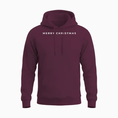 Merry Christmas Subtle Minimal Funny Holiday Party Simple Unisex Hoodie - Maroon