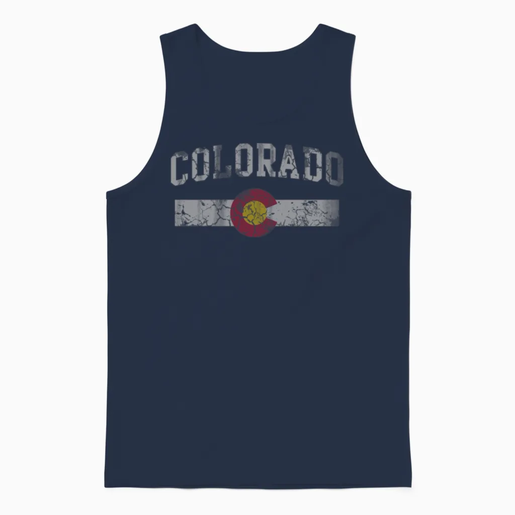 Colorado Flag Retro Fade Unisex Tank Top - Navy