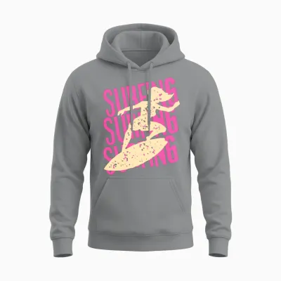 Retro Surfing Streetwear Style Unisex Hoodie - Sport Grey