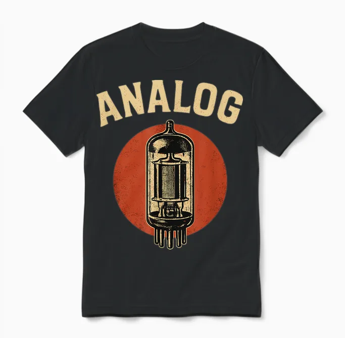 Analog Retro Vacuum Tube Vintage Style Unisex T-Shirt in Black