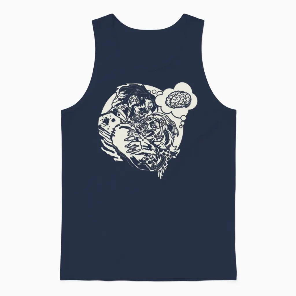 Funny Zombie Love Unisex Tank Top in Navy