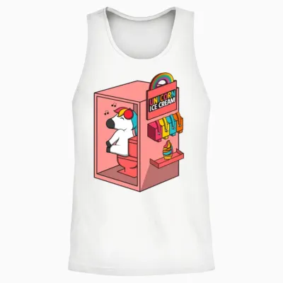 Unicorn Ice Cream Gift Funny Comic Cool Awesome Unisex Tank Top - White