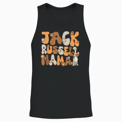 Jack Russell Terrier Groovy World's Best Jack Russell Mama Unisex Tank Top - Black
