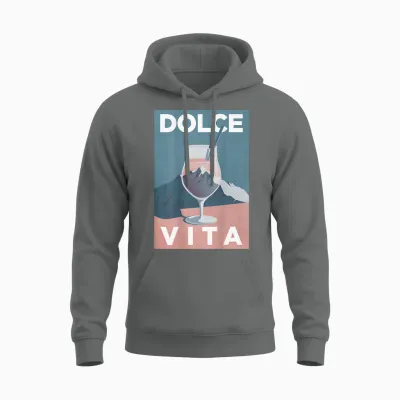 Dolce Vita X Painting Italia. Berge Wandern Spritz Backprint Unisex Hoodie - Graphite Heather