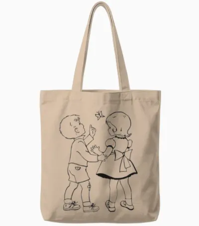 Retro Children Tote Bags - Natural