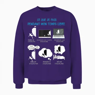 Climbing Mountain Climber Free Time Humour Man Woman T-Shirt, Black, S Unisex Sweatshirt - Purple
