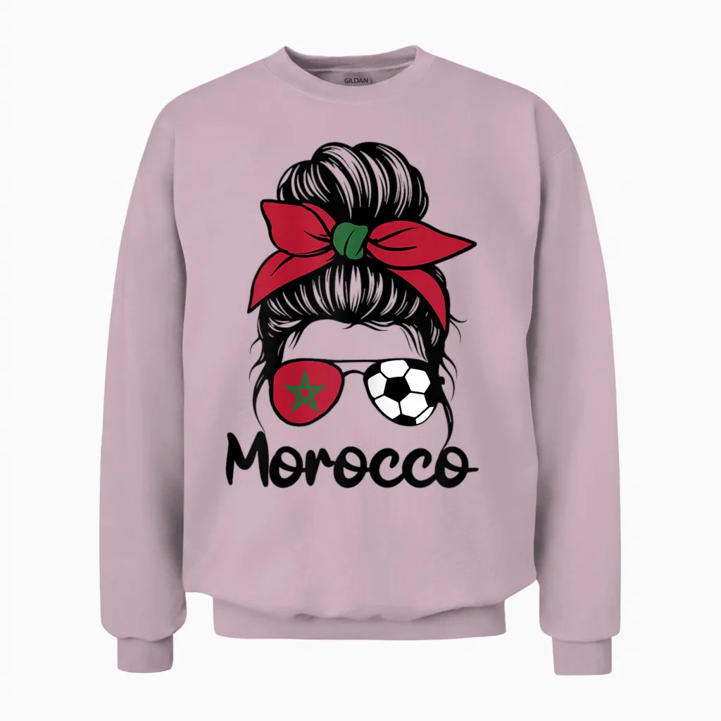 Morocco Femme Drapeau De La Maroc - Supporters Marocains Unisex Sweatshirt in Light Pink