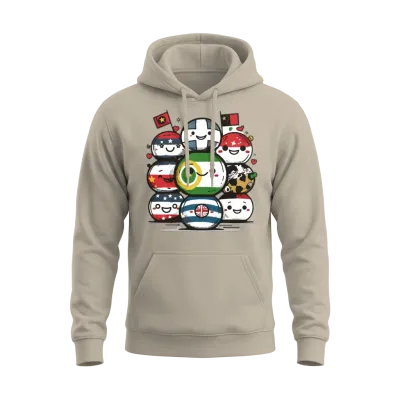 Countryball Characters Depicted in Their Iconic Unisex Hoodie - Sand