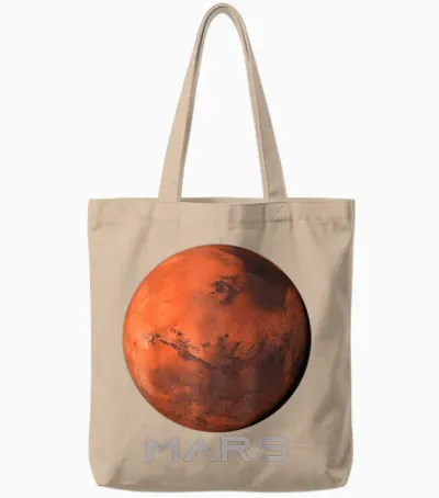 Mars Planet Shirt, Solar System Planet T-Shirt for Women, Men, Children, T-Shirt, Black Tote Bags - Natural