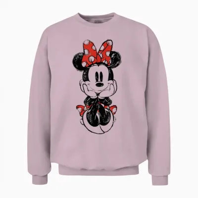 Disney Mickey and Friends Minnie Mouse Doodle T-Shirt Small Unisex Sweatshirt - Light Pink