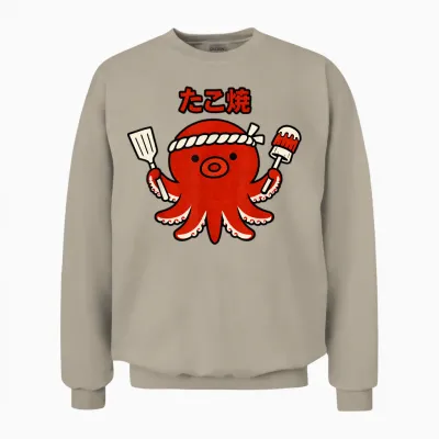 Takoyaki Pieuvre Japonaise Street Food Cute Kawaii Tako Unisex Sweatshirt - Sand