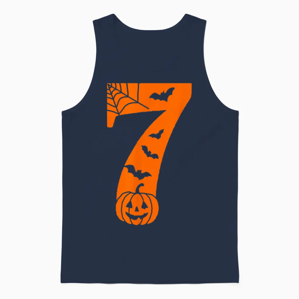 Number 7 Funny Meme Saying 6 7 Six Seven Halloween Costume Unisex Tank Top in Navy