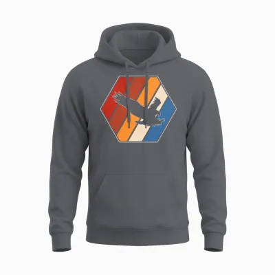 Eagle Retro Unisex Hoodie - Charcoal