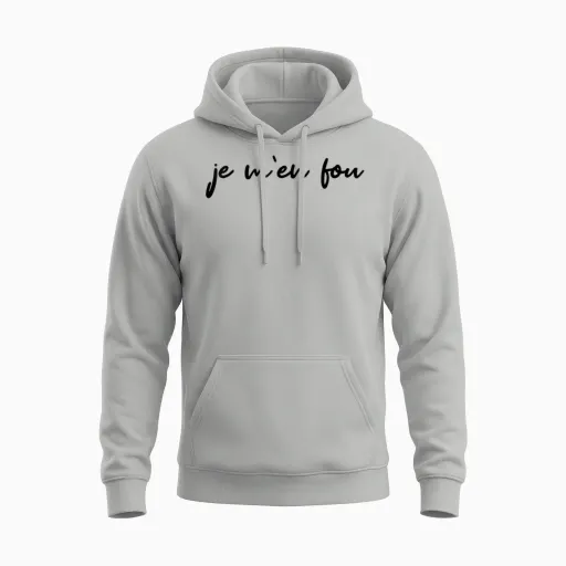 Je M'en Fou Proverb Funny T-Shirt, White, S Unisex Hoodie - Ash
