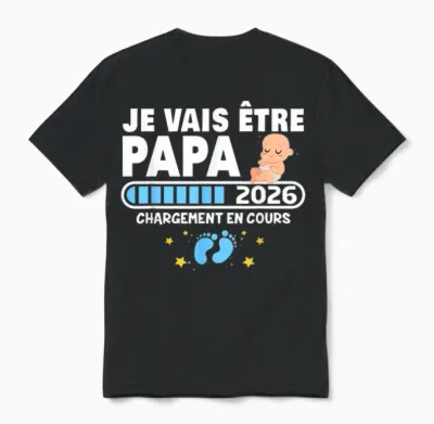Je Vais être Papa 2026 T-Shirt Man Future Papa 2026 Unisex T-Shirt - Black