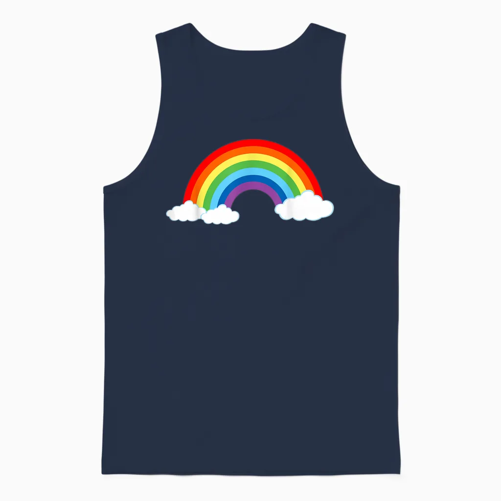Rainbow with Colourful Women's Men's Children's Carnival T-Shirt, Black Unisex Tank Top in Navy