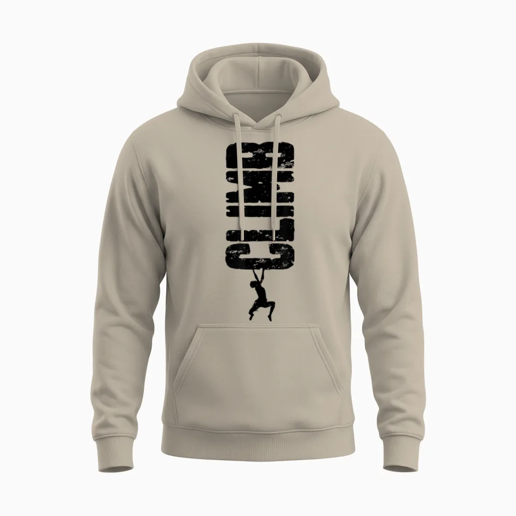 Klettern Klettern Bouldern Vintage Vertikale Kletterer Junge Unisex Hoodie in Sand