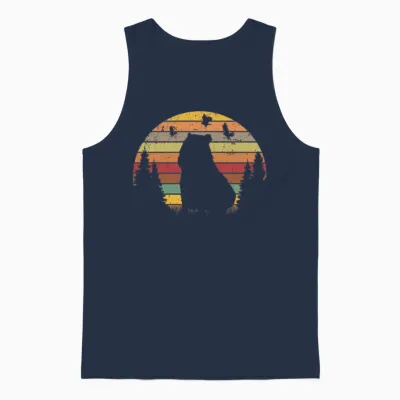 Capybara Retro Vintage Unisex Tank Top - Navy