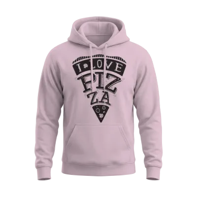I Love Pizza Unisex Hoodie - Light Pink