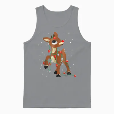 Cute Rudolph the Red Nose Reindeer for Kids Christmas Unisex Tank Top - Sport Grey
