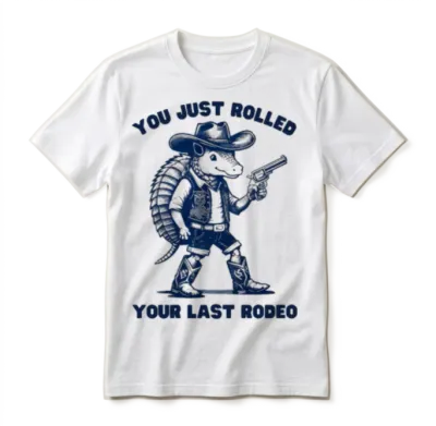 Funny Armadillo Cowboy Design Unisex T-Shirt - White