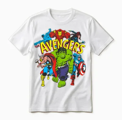 Amazon Essentials Men's Marvel Avengers Comic Heroes T-Shirt, White, Small Unisex T-Shirt - White