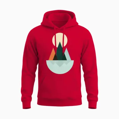 Minimalist Landscape Unisex Hoodie - Red
