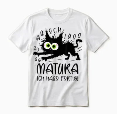 Matura 2026 Ich Habe Fertig Katze Schule Abschluss Geschafft Unisex T-Shirt - White