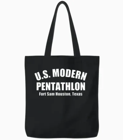 Retro 1970's Modern Pentathlon Tote Bags - Black