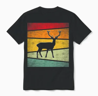 Deer Retro Unisex T-Shirt - Black