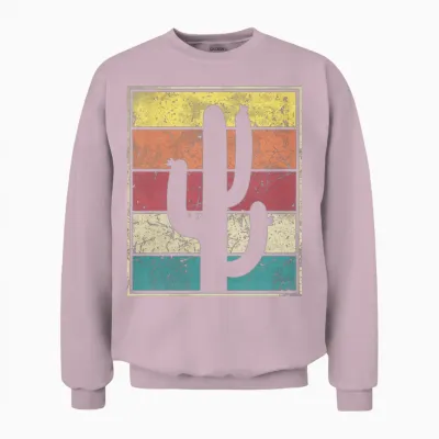 Cactus Vintage Retro Stripes Unisex Sweatshirt - Light Pink