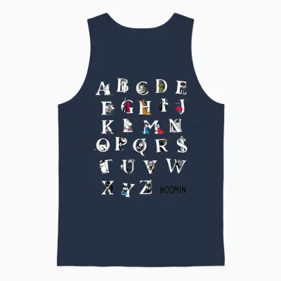 Kids Moomin Alphabet Color Kids T-Shirt, Blue Unisex Tank Top - Navy