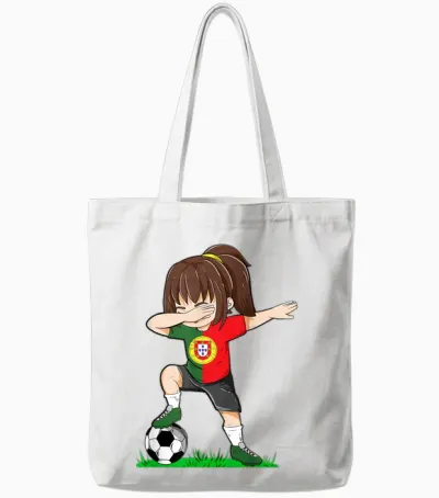 Fußball Portugal Trikot Shirt Portugiesische Flagge Fußball Mädchen Tote Bags - White