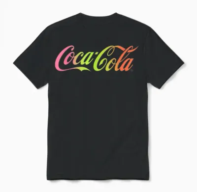 Coca Cola Logo Rainbow Gradient T-Shirt, Black, S Unisex T-Shirt - Black