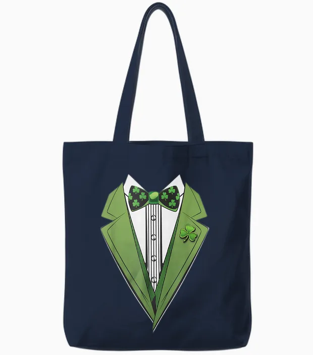 St. Patrick's Day Costume Funny Leprechaun T-Shirt, Black Tote Bags in Navy