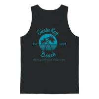 Siesta Key Beach, Florida Est 1907 Teal Unisex Tank Top - Black – 1