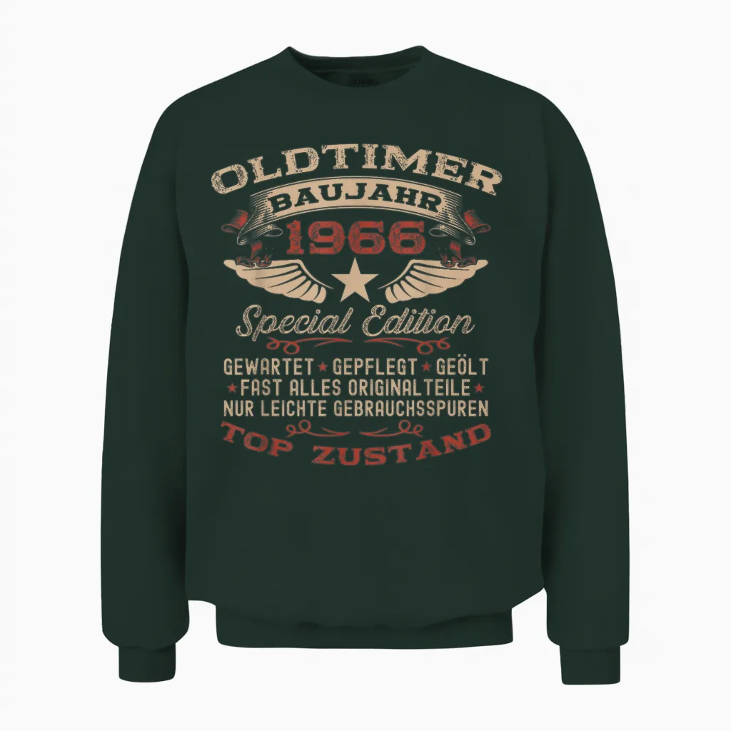 58th Birthday Gift Vintage 1966 Vintage Funny T-Shirt, Black Unisex Sweatshirt in Forest