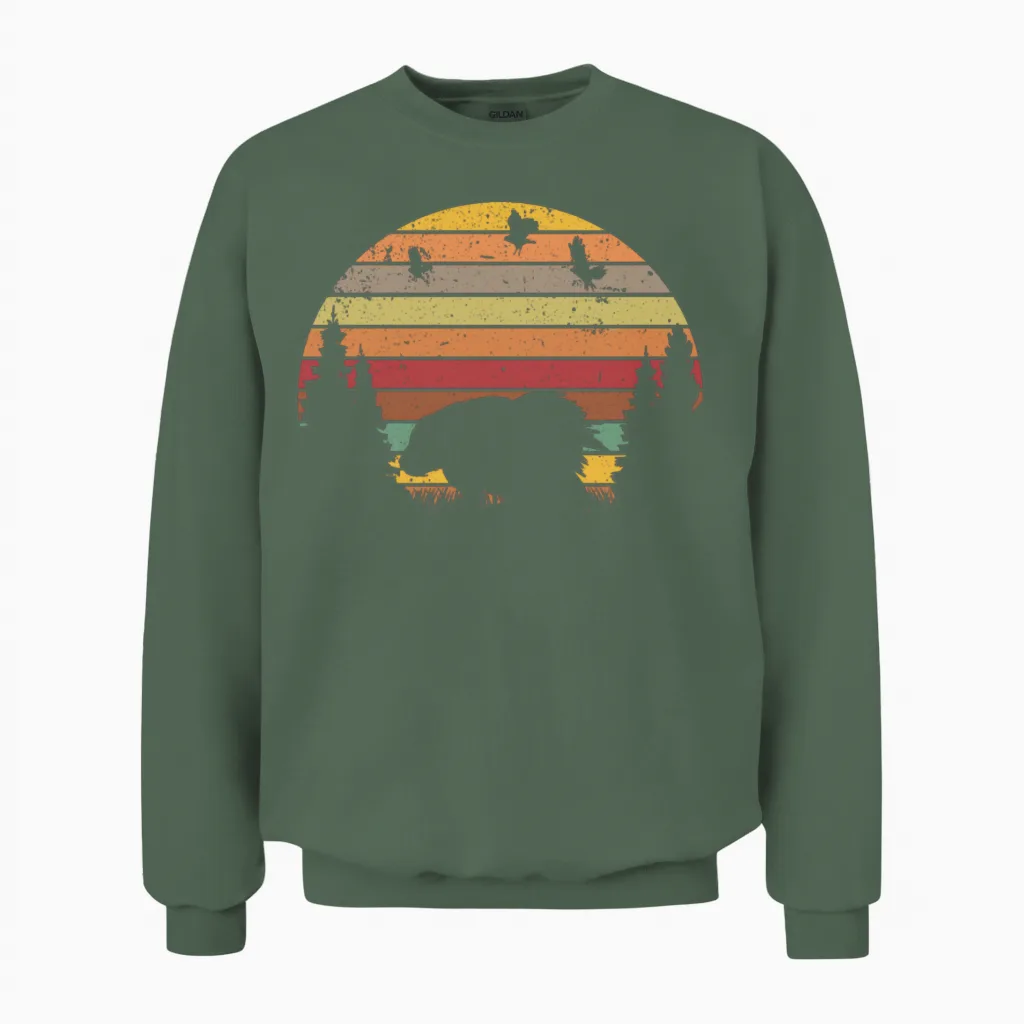 Porcupine Vintage Retro Unisex Sweatshirt - Military Green