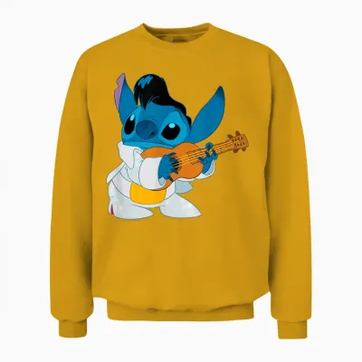 Disney Lilo & Stitch Iconic Elvis Stitch Ready to Play Logo Unisex Sweatshirt - Gold