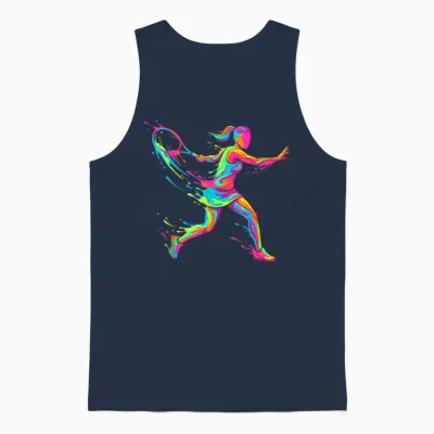 Tennis Player Woman Child and Girl Unisex Tank Top - Navy