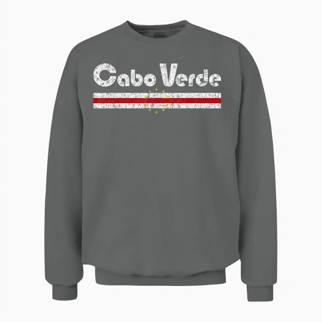 Cabo Verde Flag Cabo Verdean Retro Vintage Classic Graphic Unisex Sweatshirt in Graphite Heather