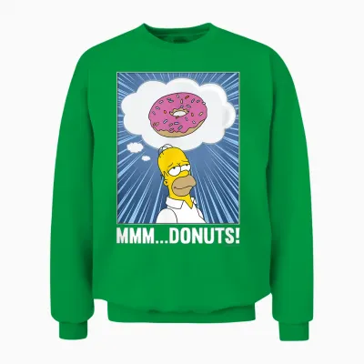 The Simpsons Homer Mmm...donuts C2 T-Shirt Small Unisex Sweatshirt - Irish Green