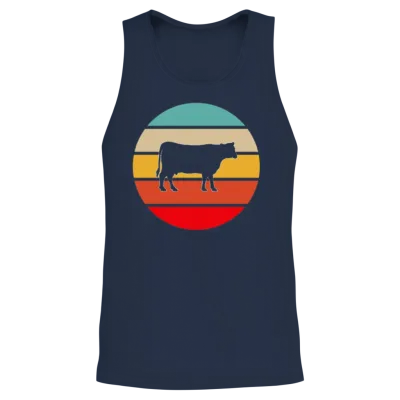Cow Retro Unisex Tank Top - Navy