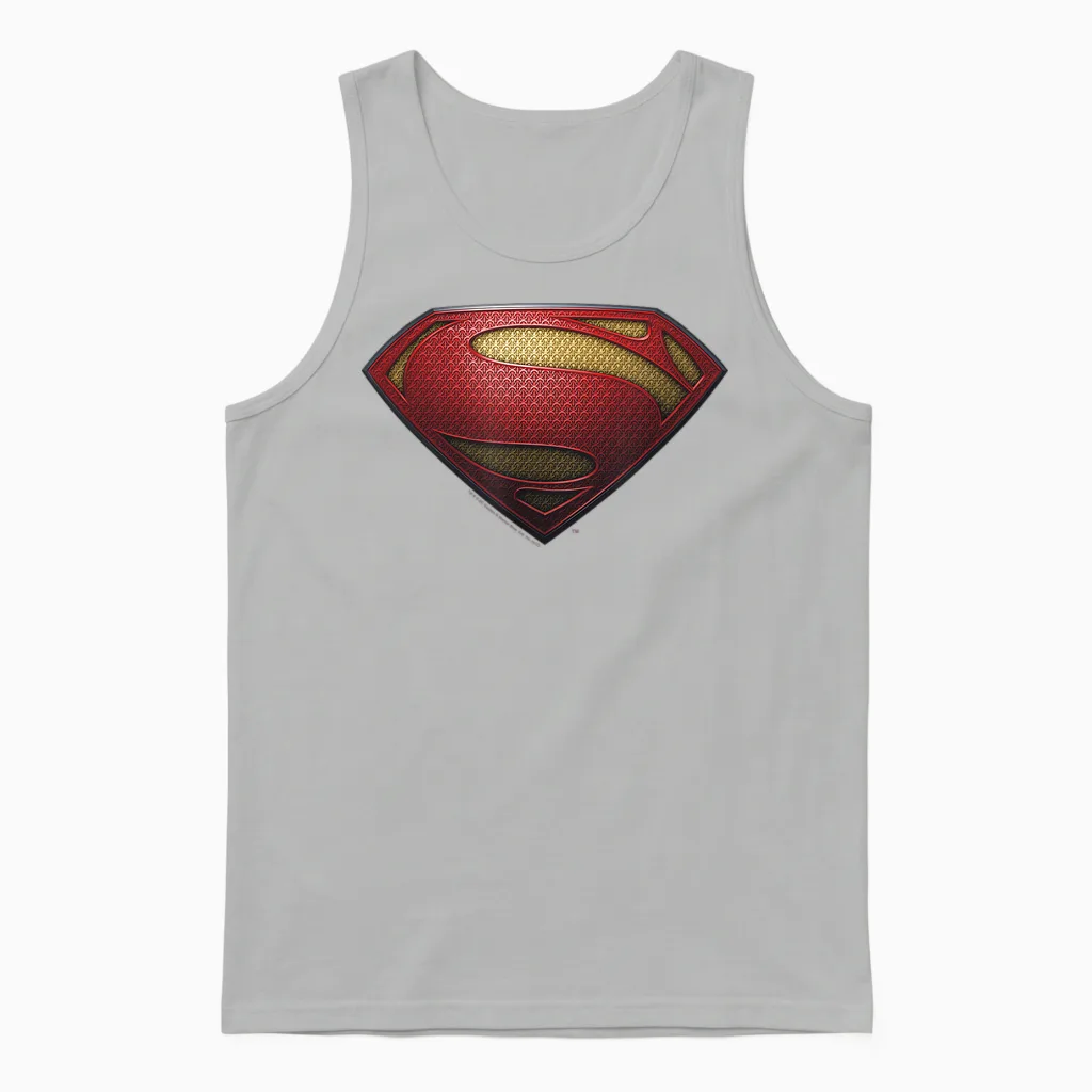 Superman Man of Steel Shield T-Shirt, Black Unisex Tank Top in Ash