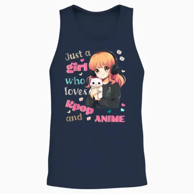 Nur Ein Mädchen, Das Kpop-Anime Liebt, Süße Merchandise-Artikel, Katzen Unisex Tank Top - Navy