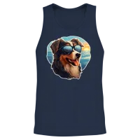 Dog with Sunglasses — Lovers Gift Unisex Tank Top - Navy – 2
