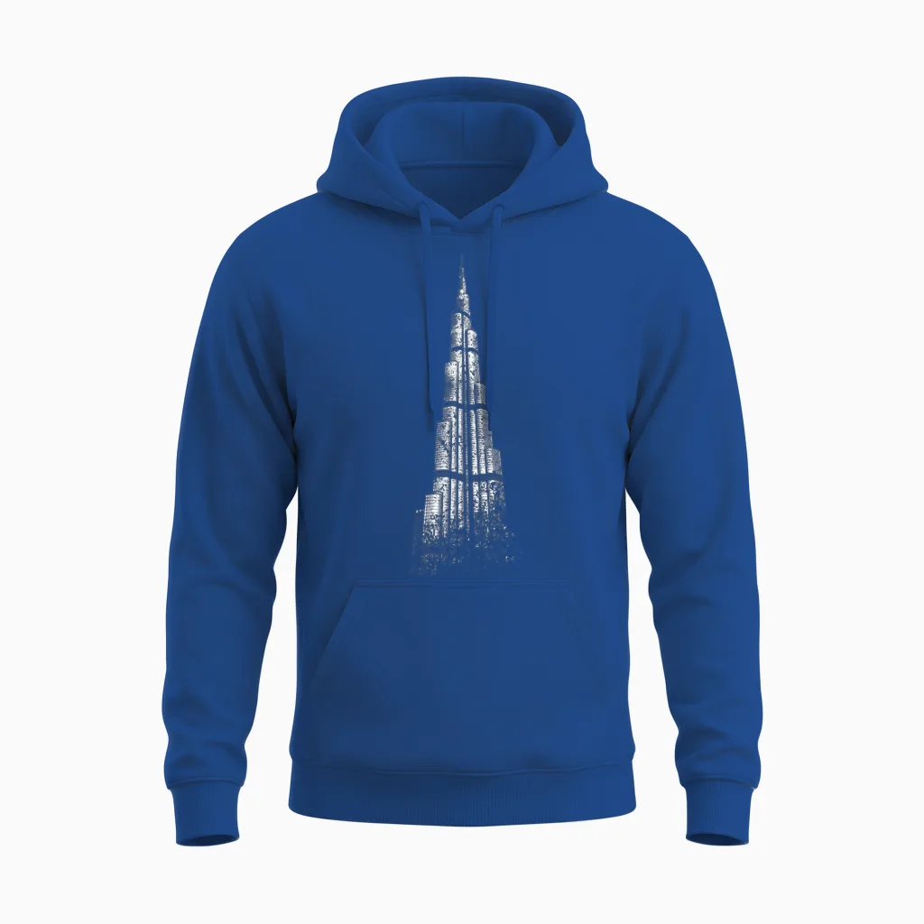 Dubai Burj Khalifa Vintage Skyline United Arab Emirates Dubai Unisex Hoodie in Royal