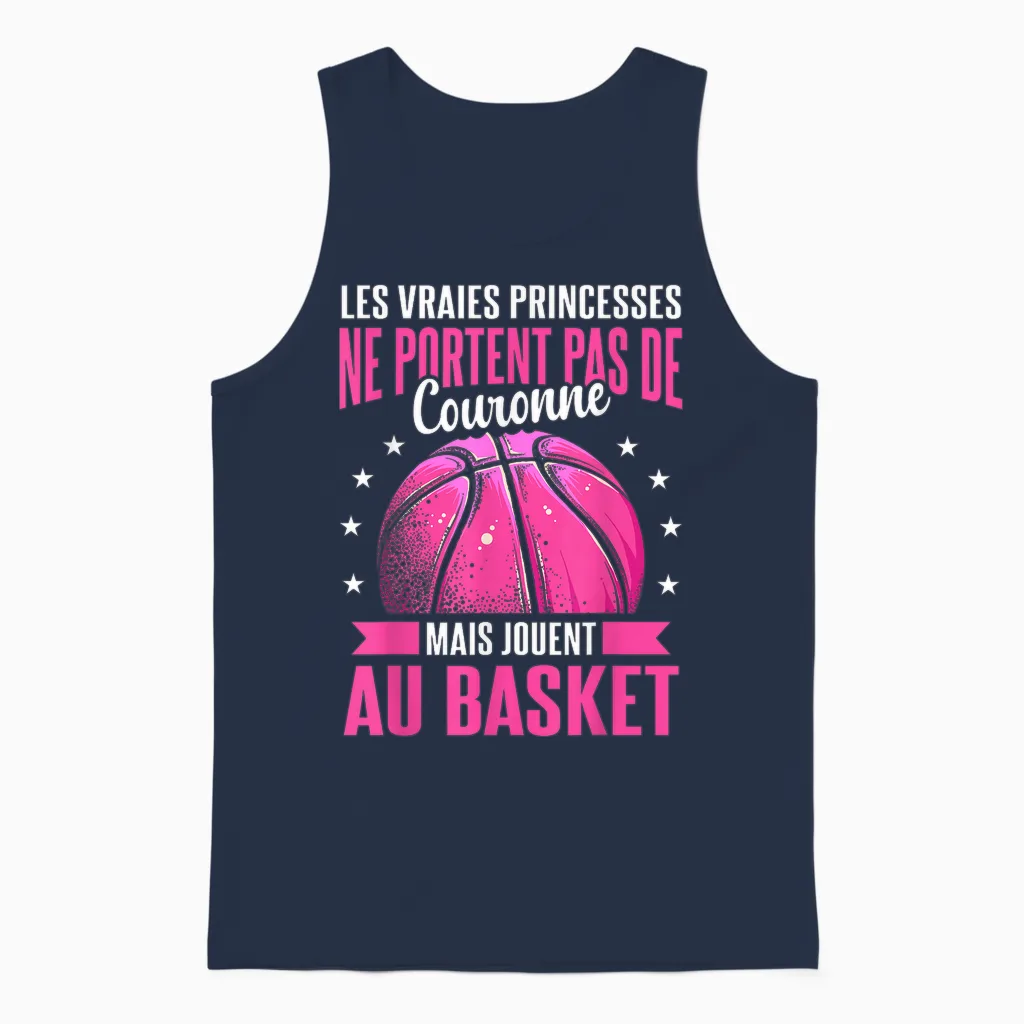 Basketball Girl Basketball Basketball T-Shirt, Black, S Unisex Tank Top in Navy