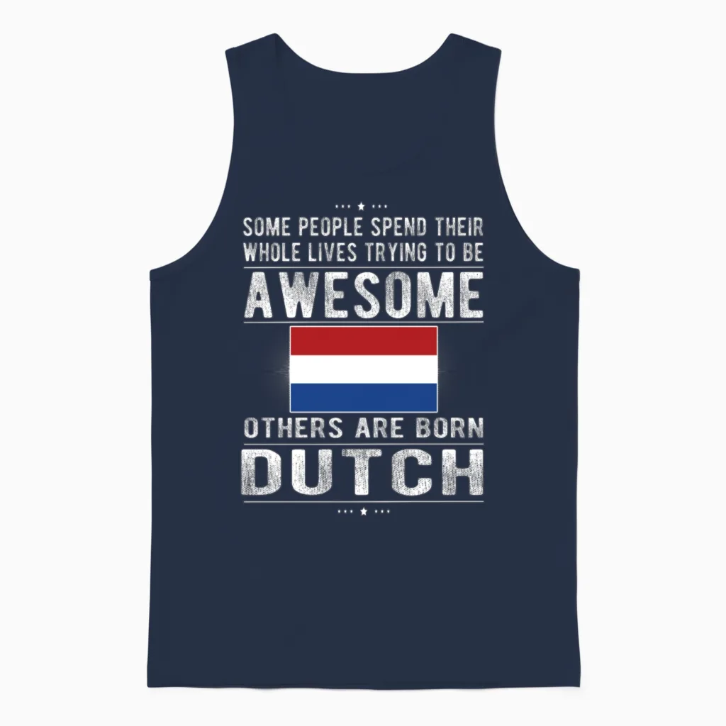 Proud Dutch Flag Netherlands Heritage Dutch Roots Unisex Tank Top in Navy