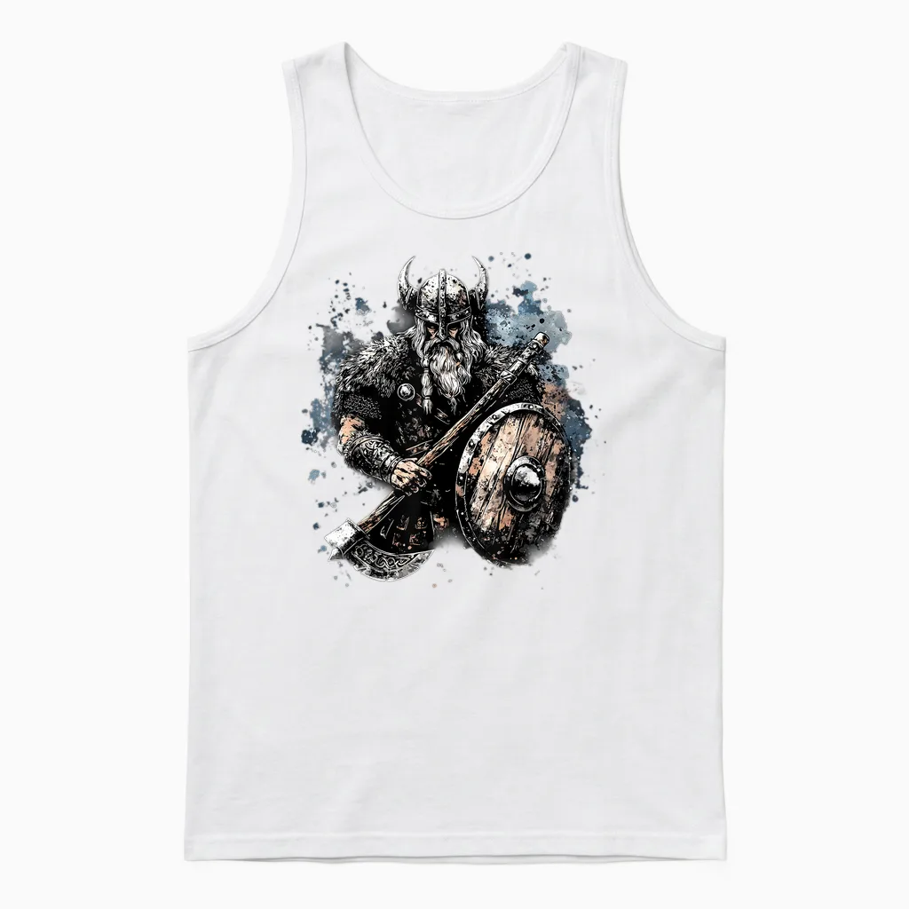 Viking Warrior Valhalla Norse Mythology Unisex Tank Top in White